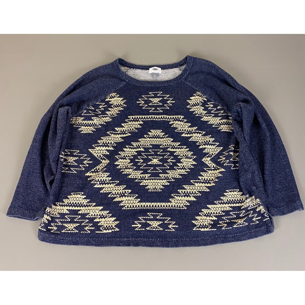 Old Navy Sweatshirt Women's‎ Plus Size 2X Aztec Print Blue Ivory Pullover Top